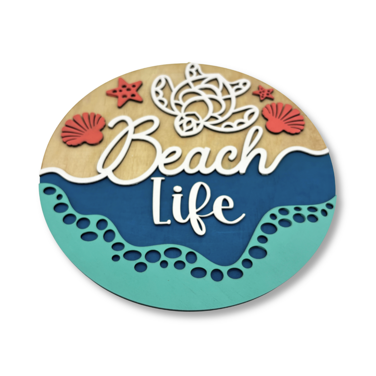 Beach Life Wooden Wall Art – Handcrafted & Hand-Painted