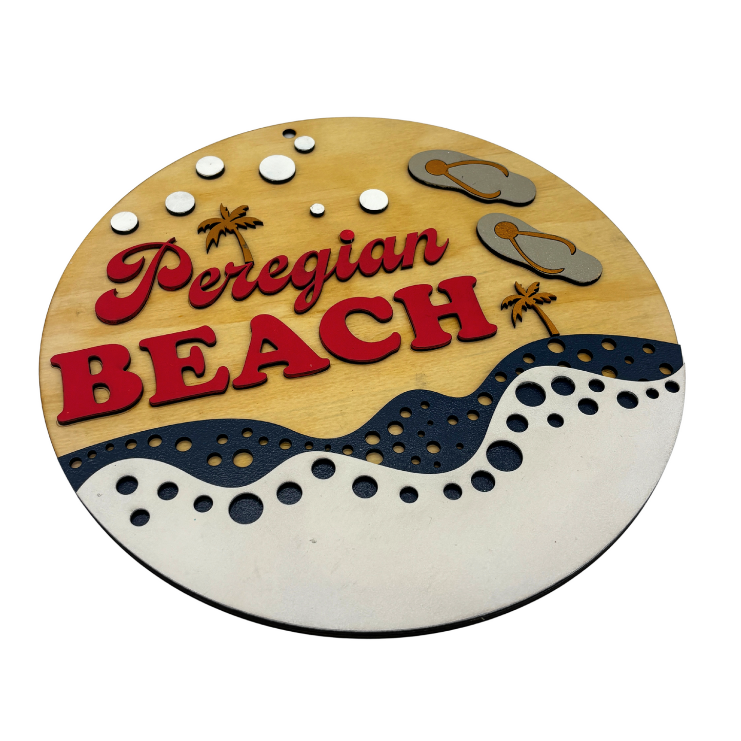 Peregian Beach Round Sign – Coastal Laser Cut Wall Art