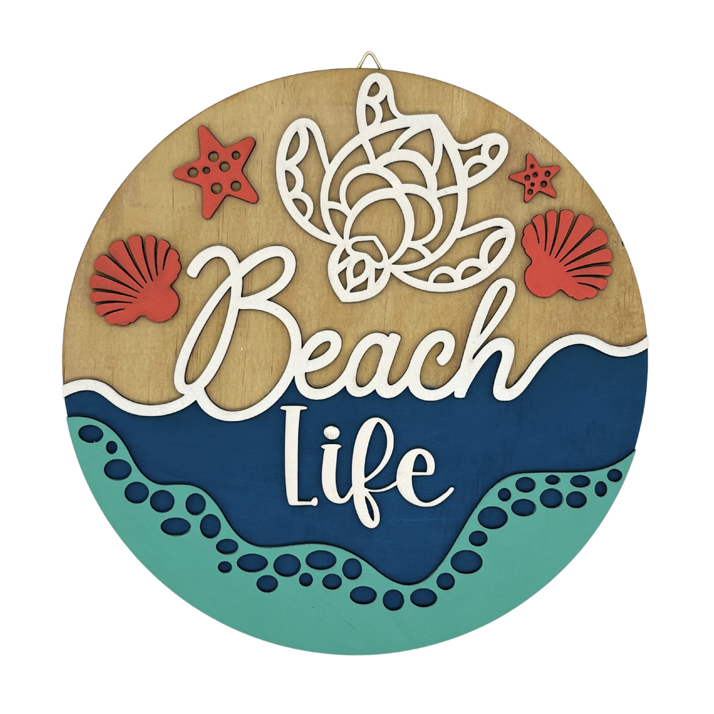 Beach Life Wooden Wall Art – Handcrafted & Hand-Painted