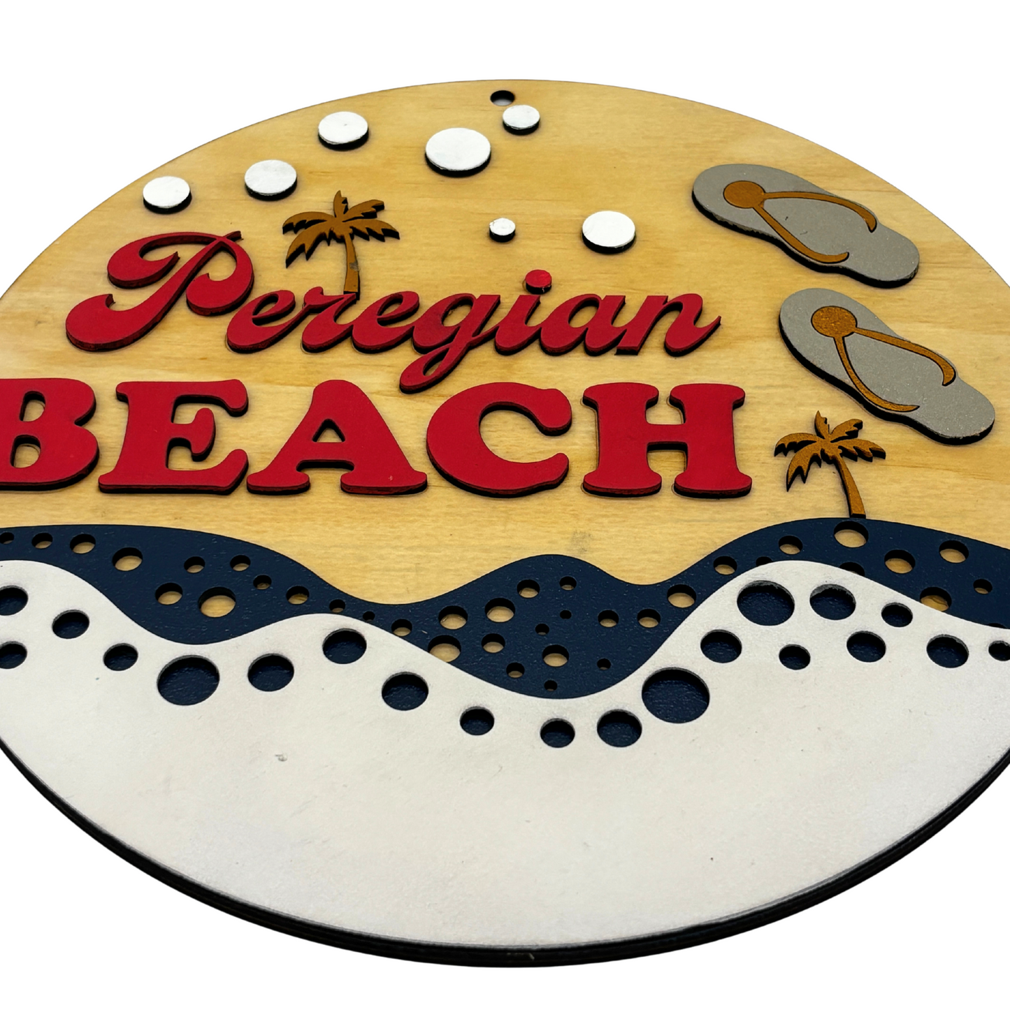 Peregian Beach Round Sign – Coastal Laser Cut Wall Art