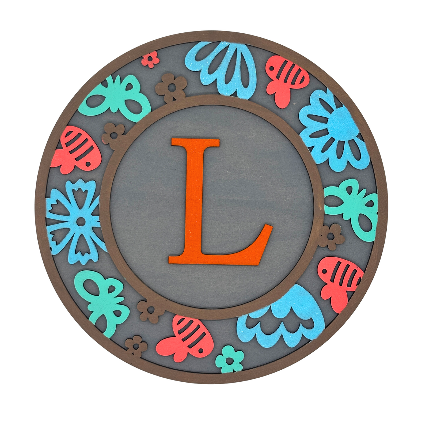 Kids Name Initial Sign – Bees and Flowers - Personalised