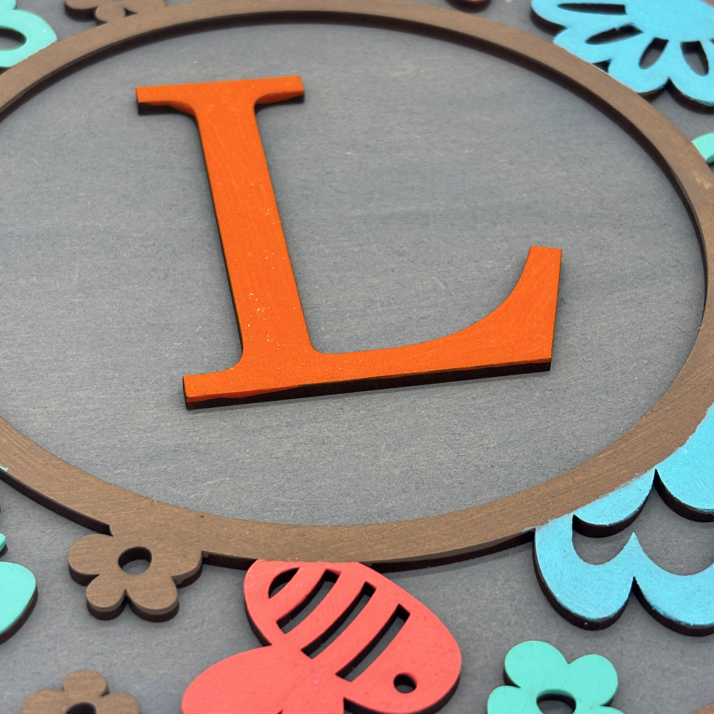 Kids Name Initial Sign – Bees and Flowers - Personalised