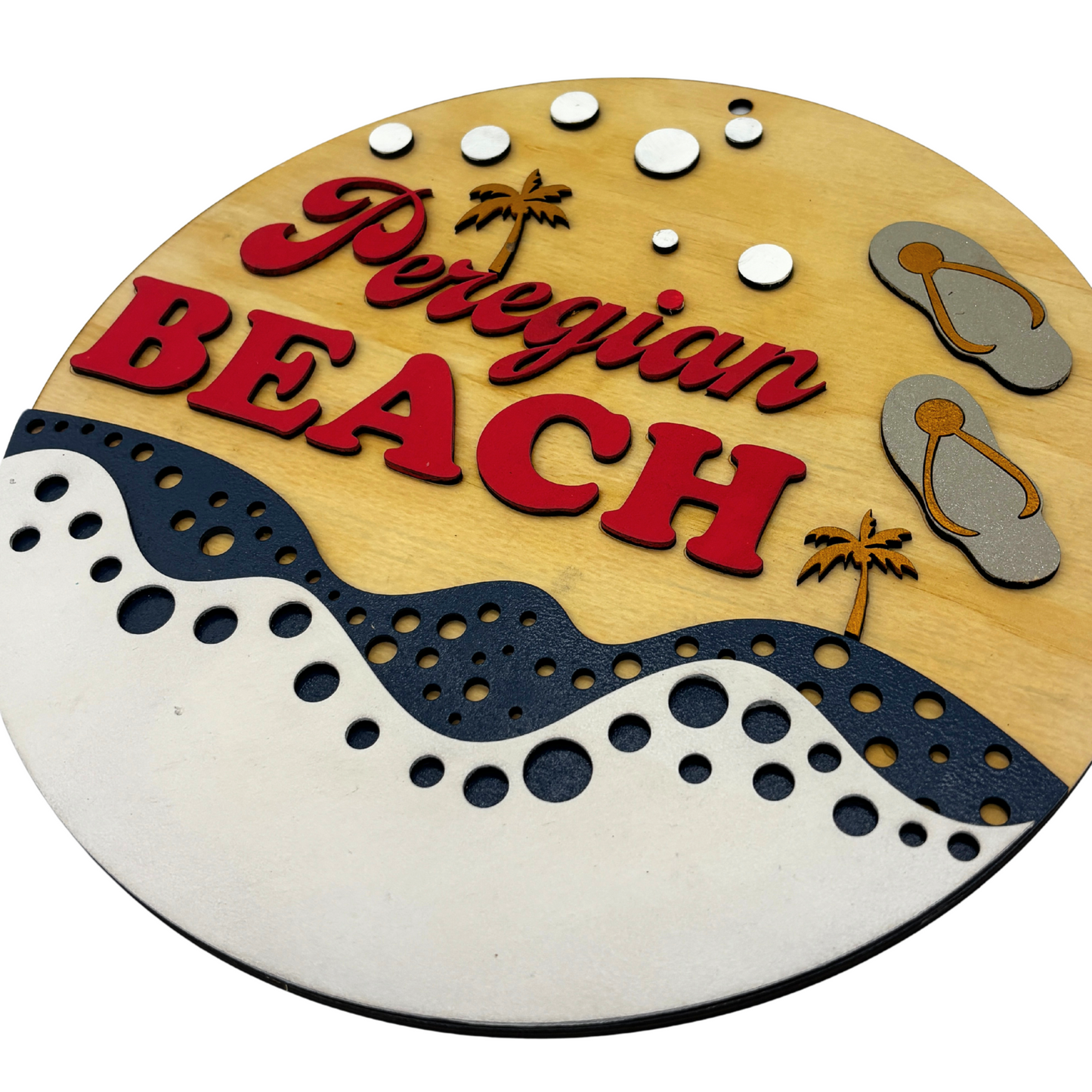 Peregian Beach Round Sign – Coastal Laser Cut Wall Art