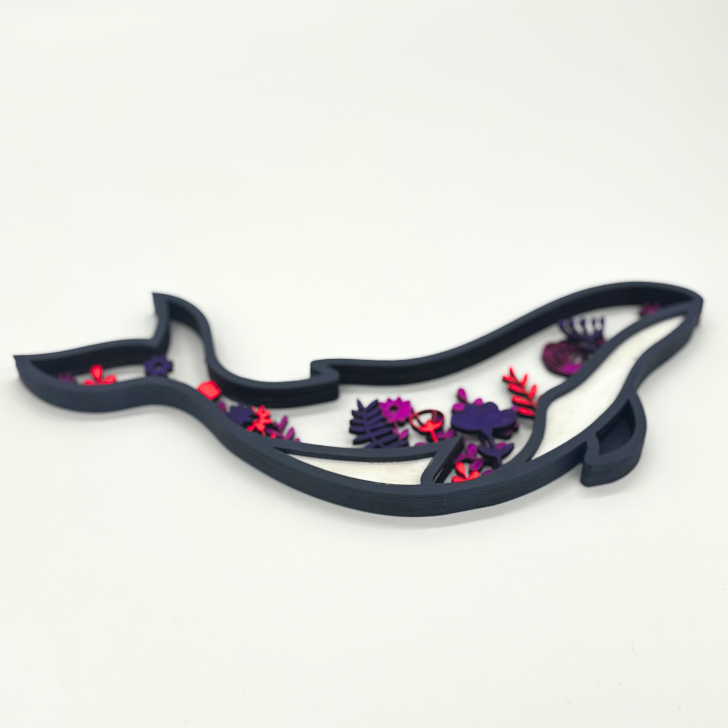 Whale & Ocean Bloom Wooden Wall Art