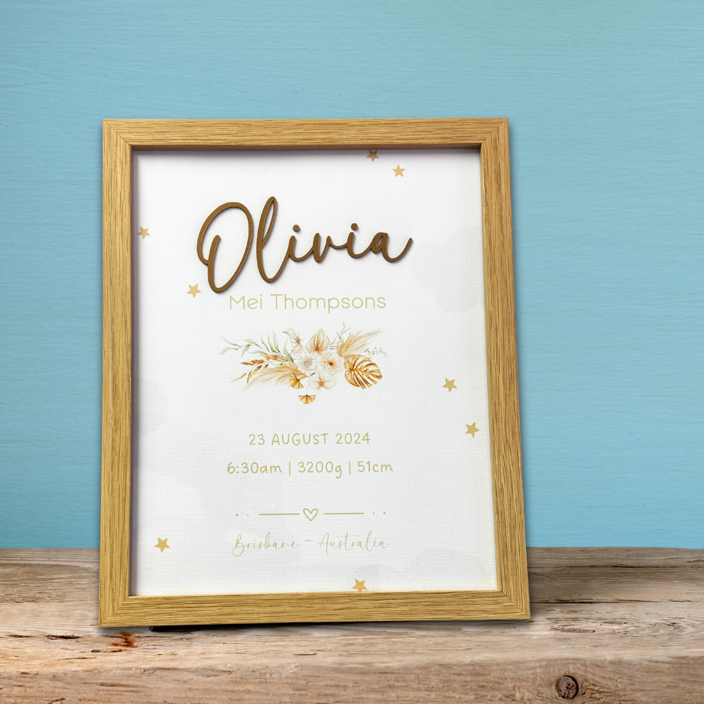 3D Personalised Birth Prints - Floral Theme
