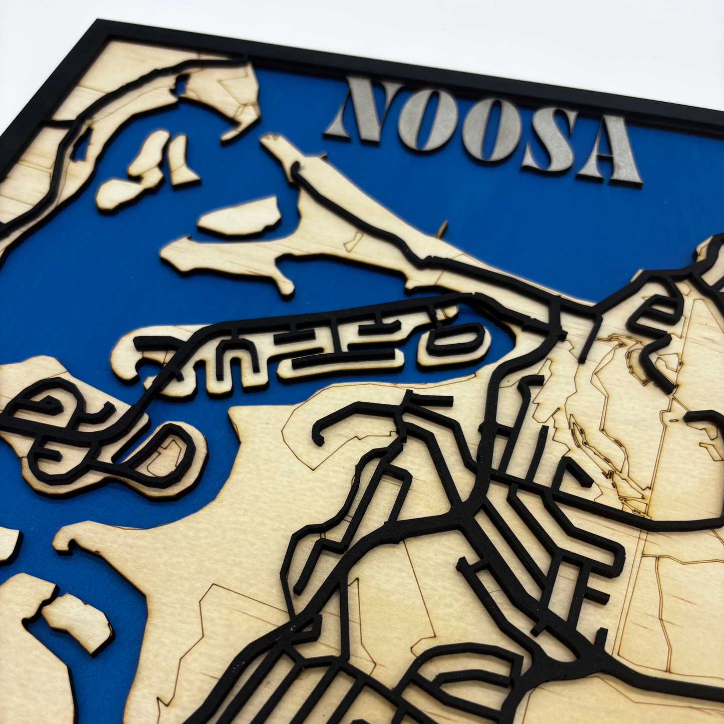 Noosa Wooden Map Wall Art – Handcrafted 3D Layered Design