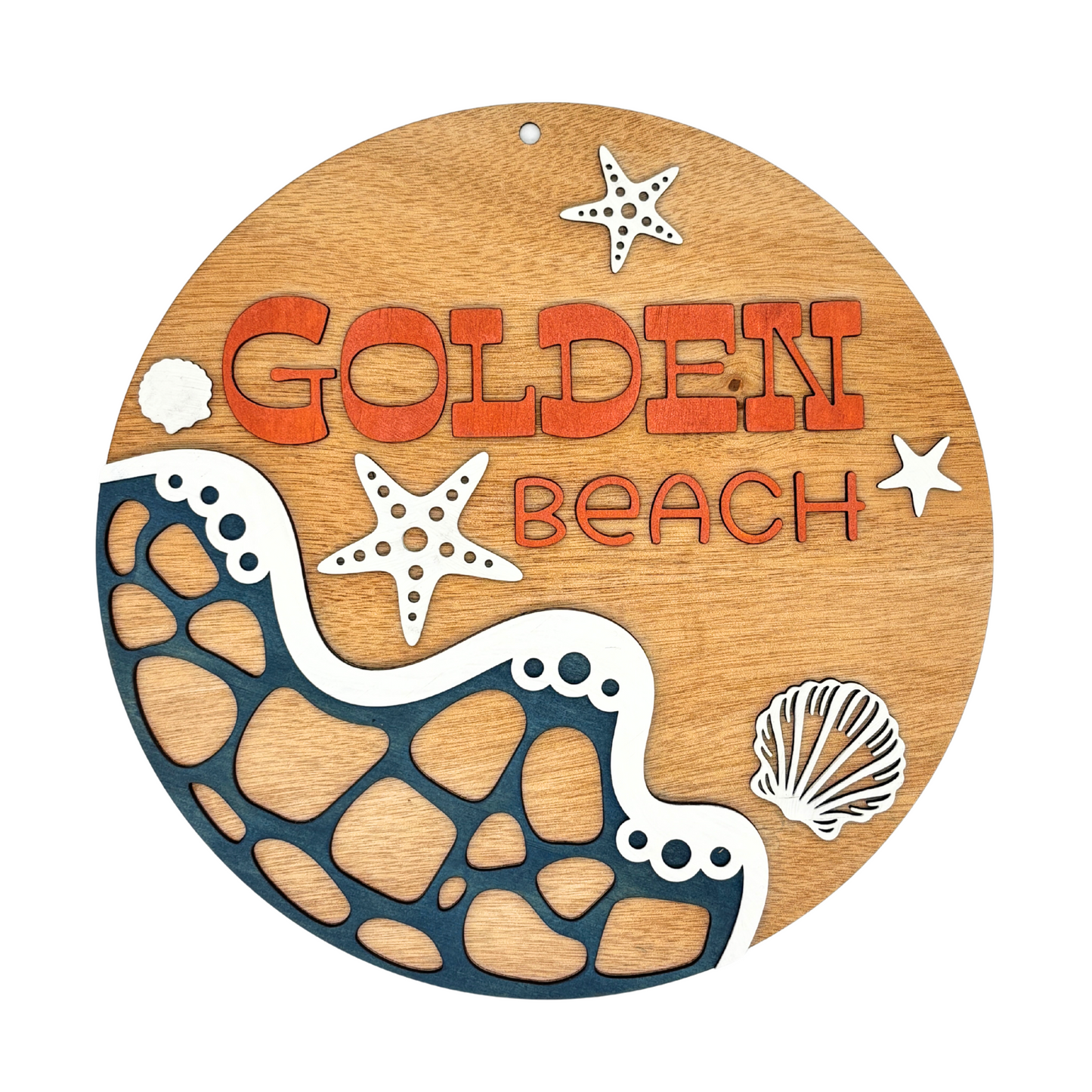 Golden Beach Coastal Wall Sign – Wooden Wall Art Decor