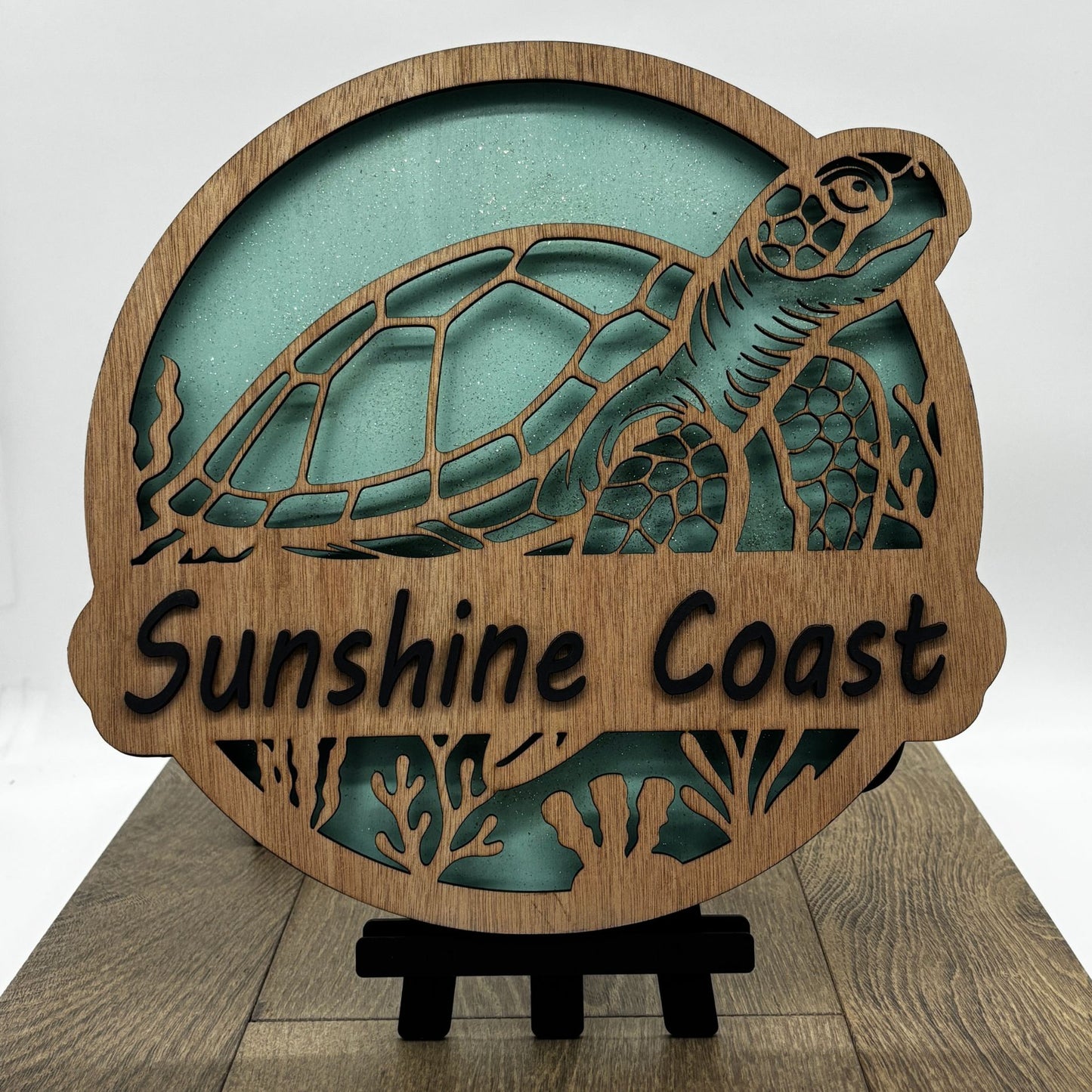 Wooden LED Art Lamp – Turtle Vibes