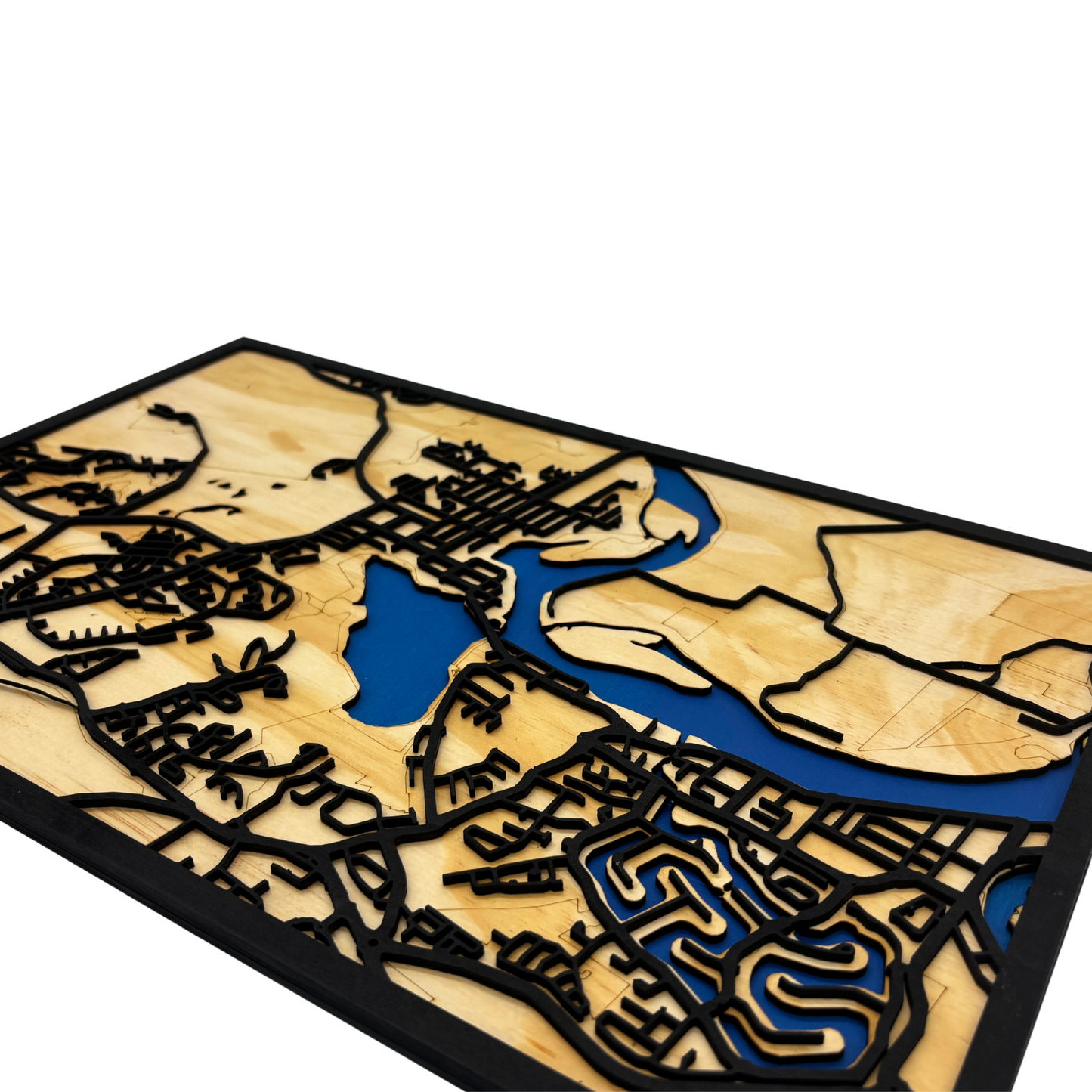 Tewantin Wooden Map Wall Art – Handcrafted 3D Layered Design