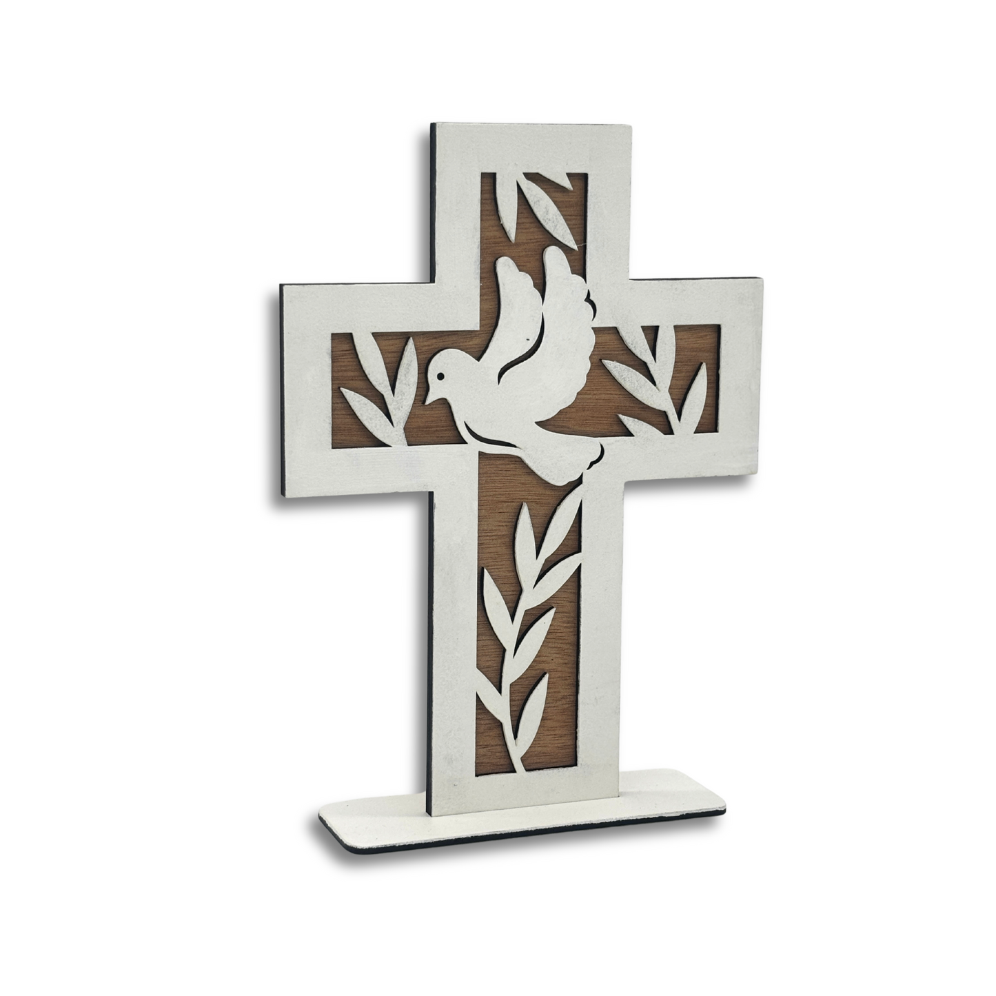 Standing Cross with Dove & Olive Branch – Symbol of Peace and Faith