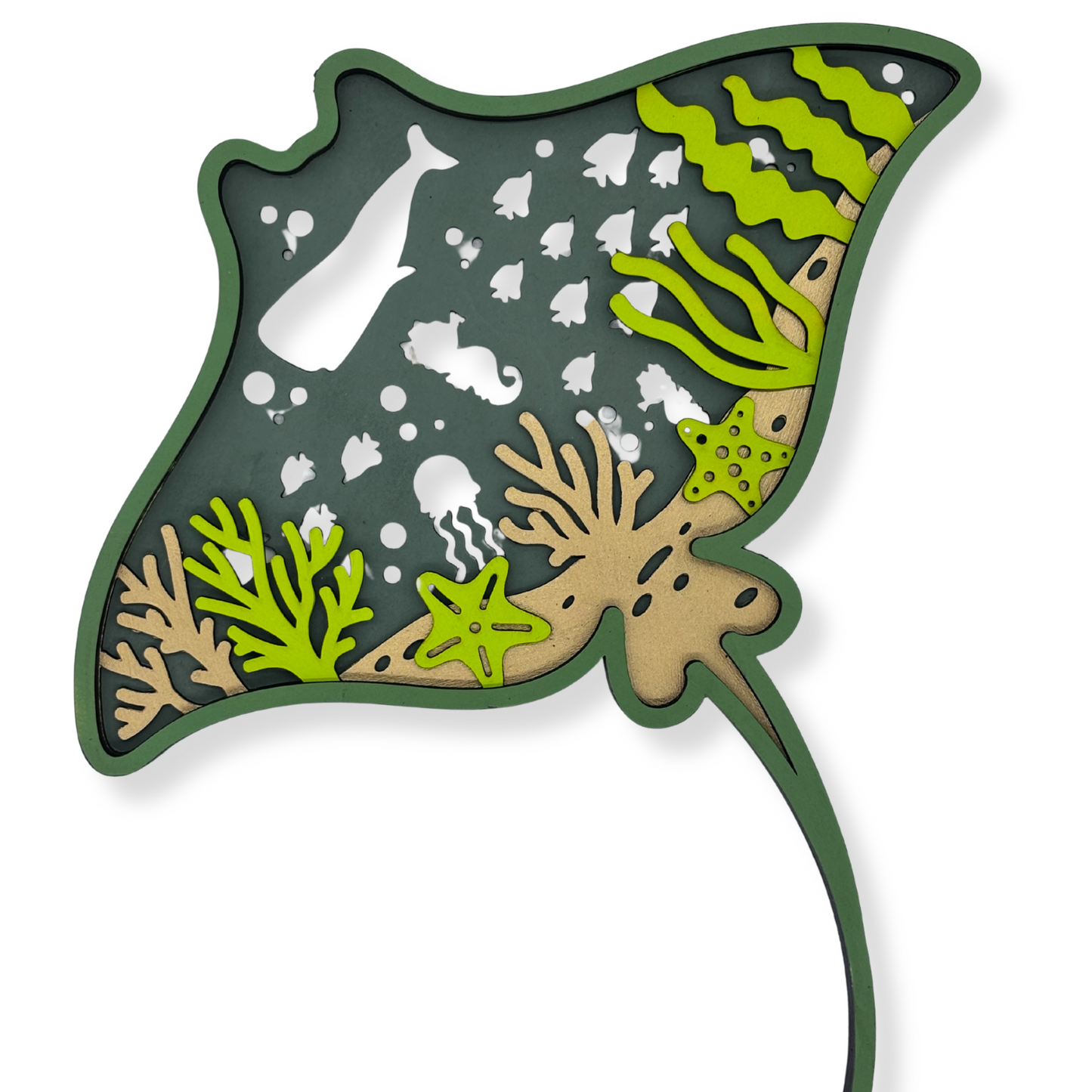 Manta Ray Shape – Layered Wooden Wall Art