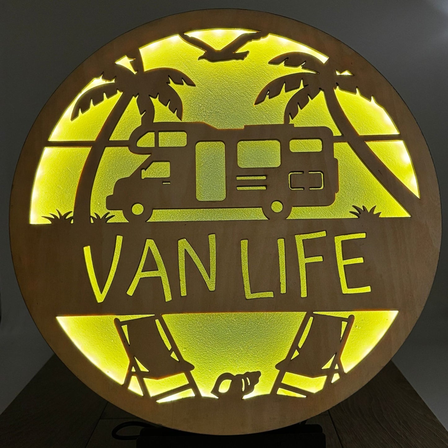 Wooden LED Art Lamp – Van Life