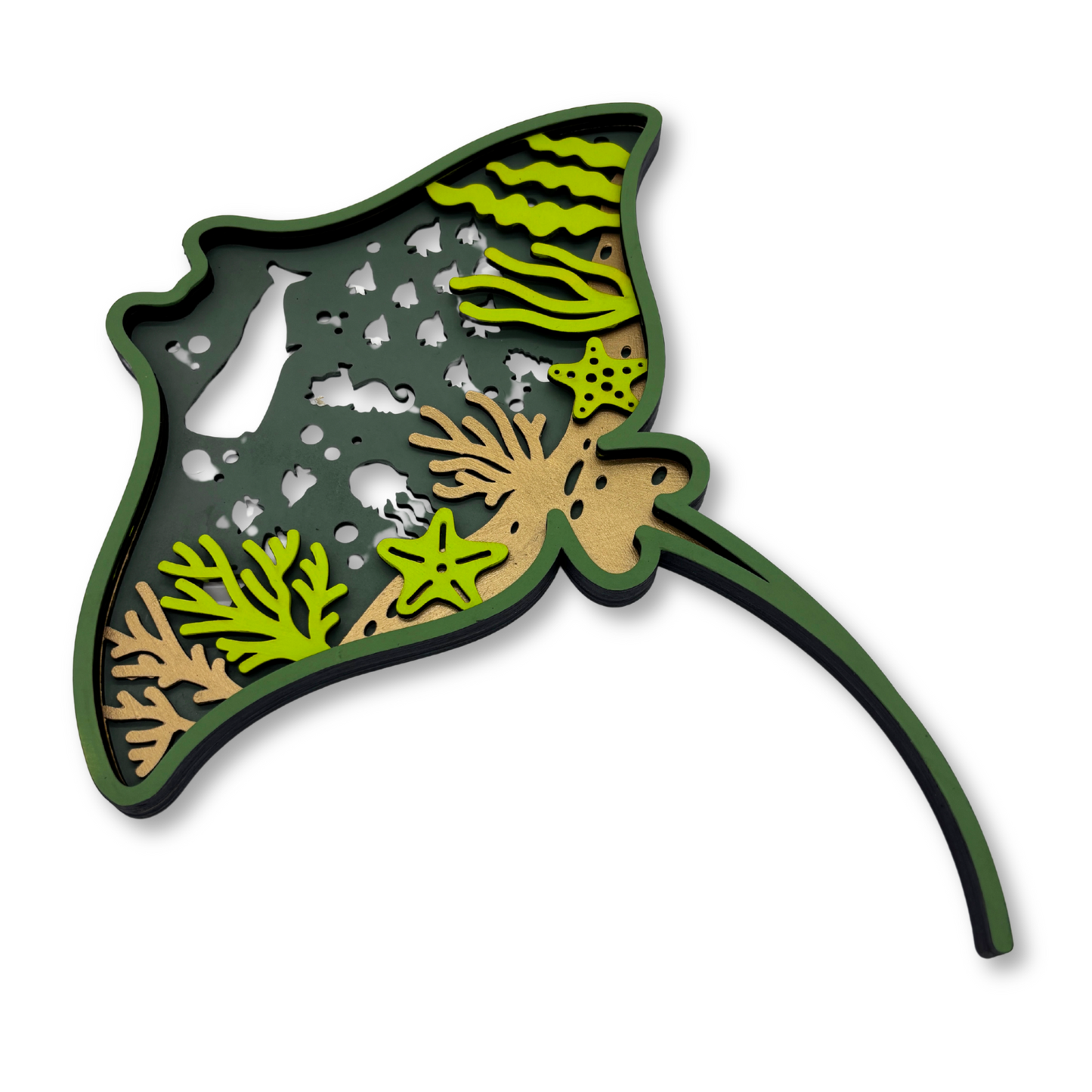 Manta Ray Shape – Layered Wooden Wall Art