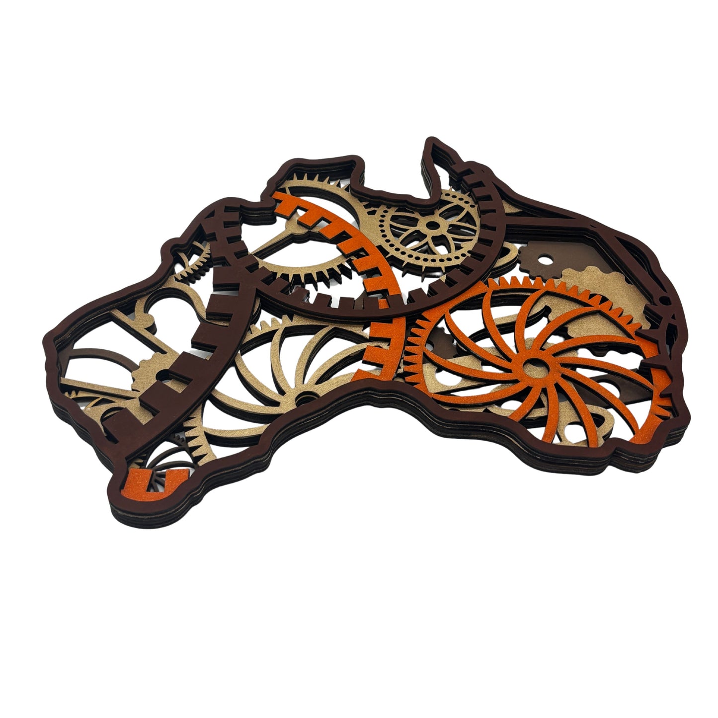 Australia Map – Steampunk Style Layered Wooden Wall Art