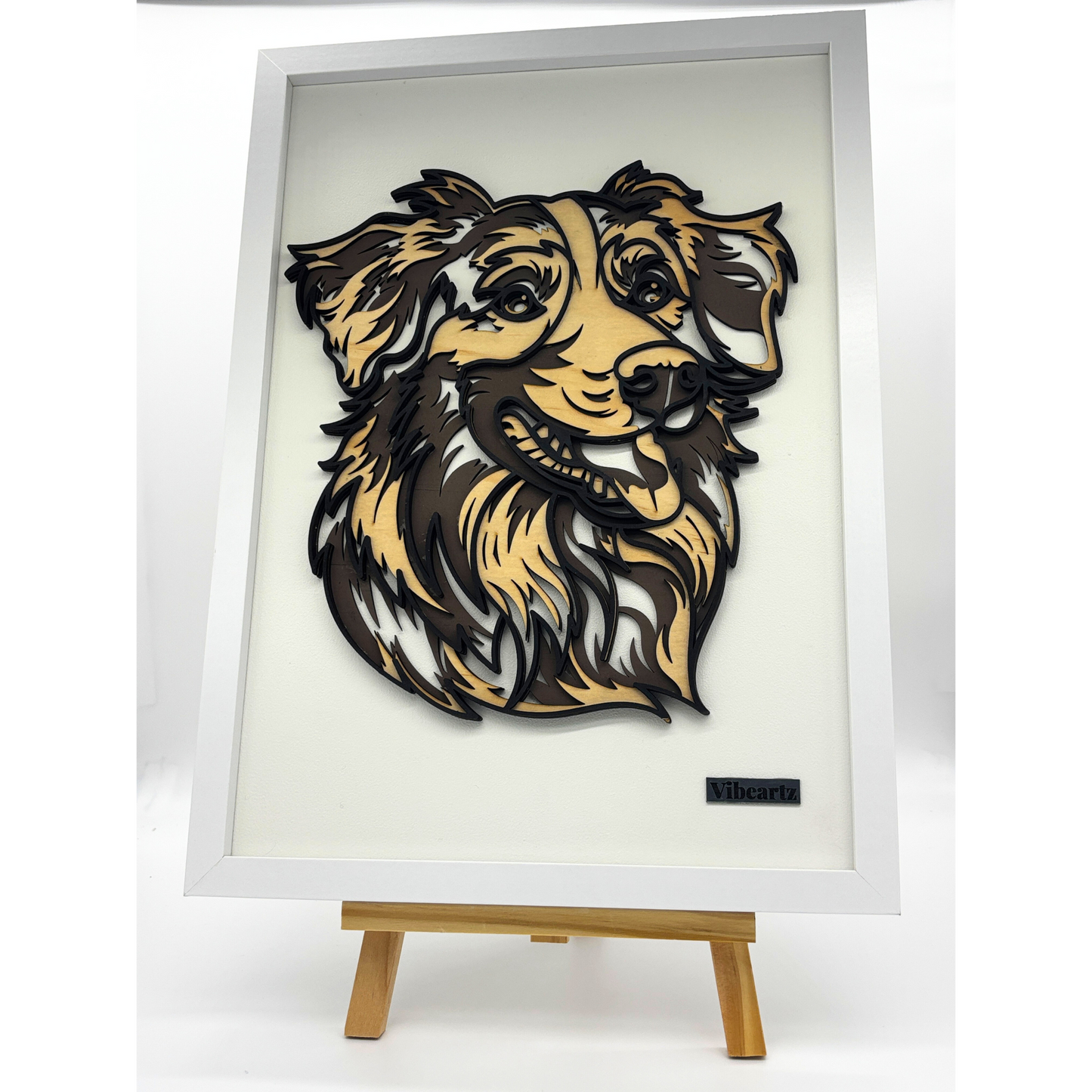 Happy Aussie – Framed Wooden Dog Wall Art