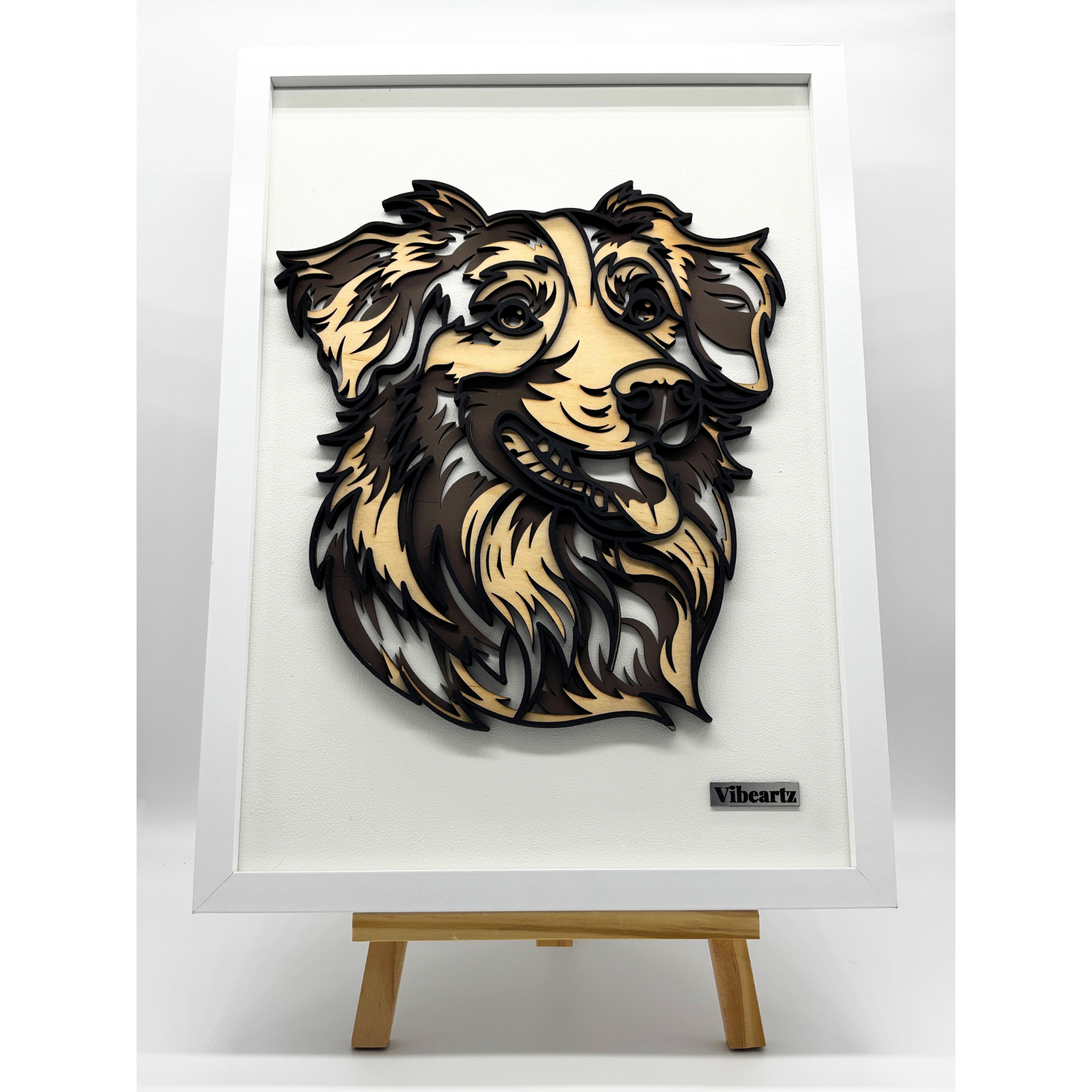 Happy Aussie – Framed Wooden Dog Wall Art