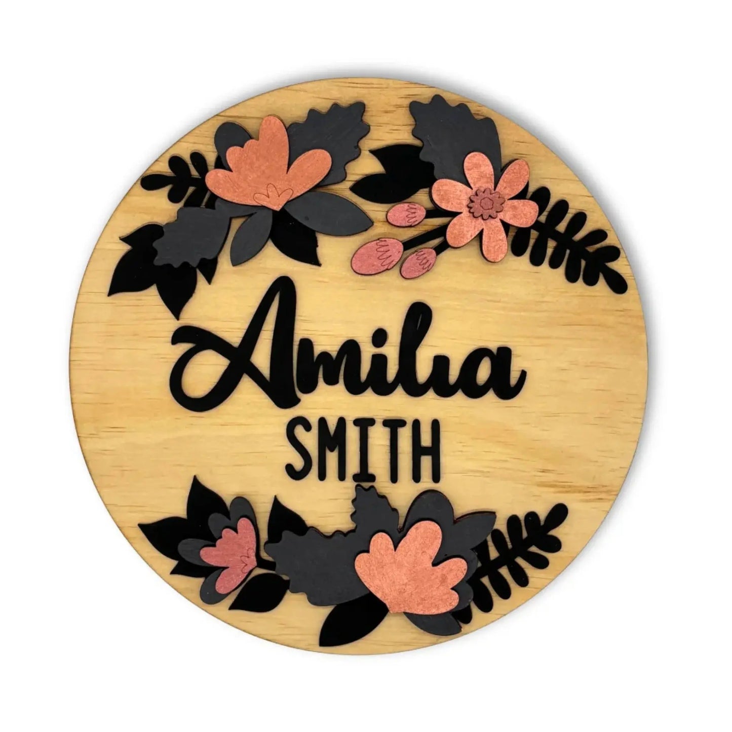 Baby Name Wall Sign Floral