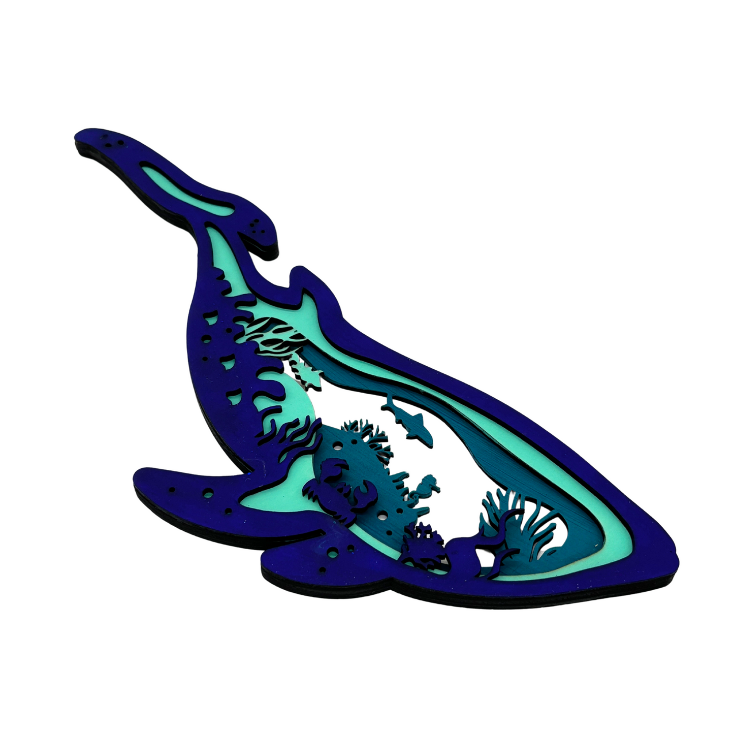 Layered Whale Ocean Scene – 3D Laser Cut Marine Wall Art
