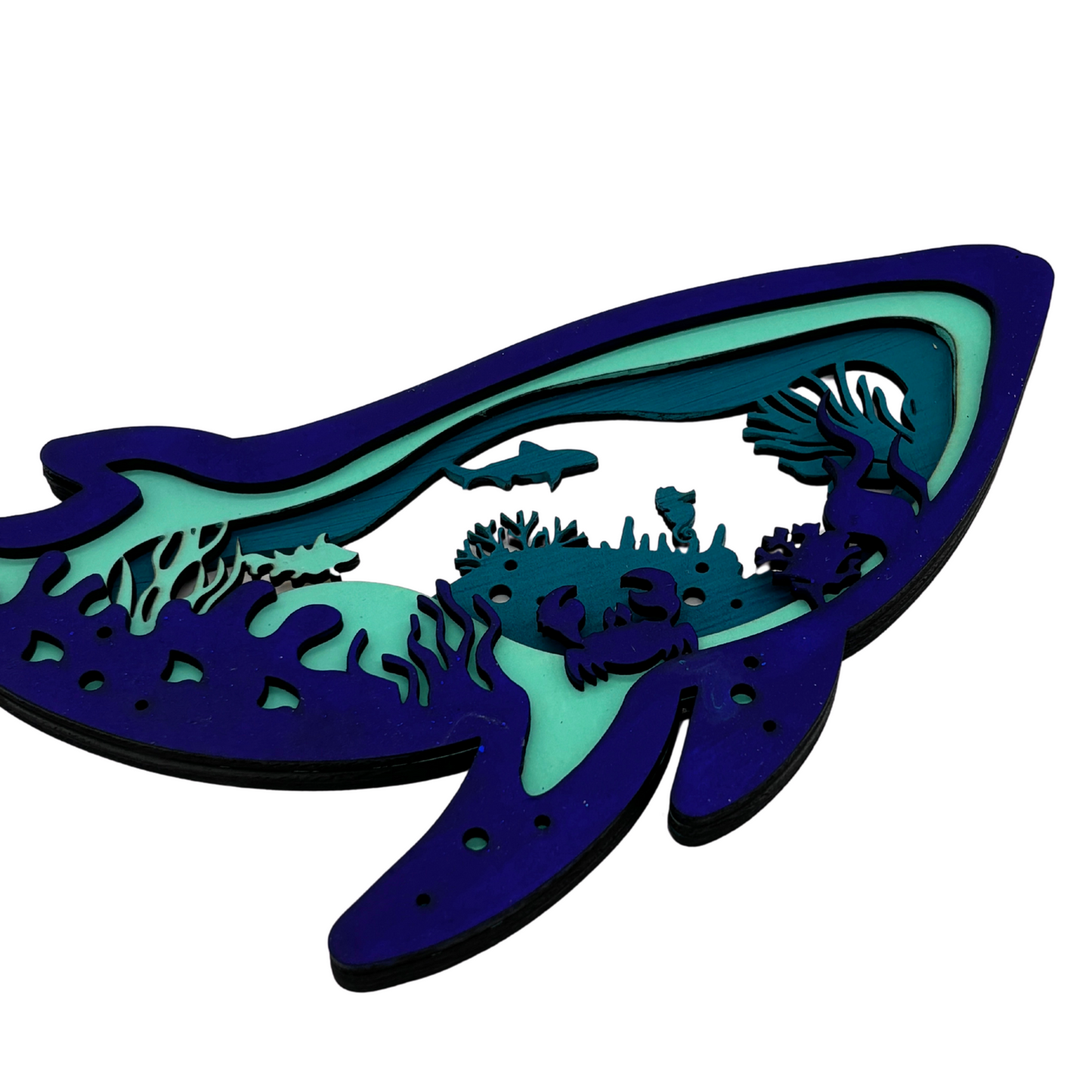 Layered Whale Ocean Scene – 3D Laser Cut Marine Wall Art