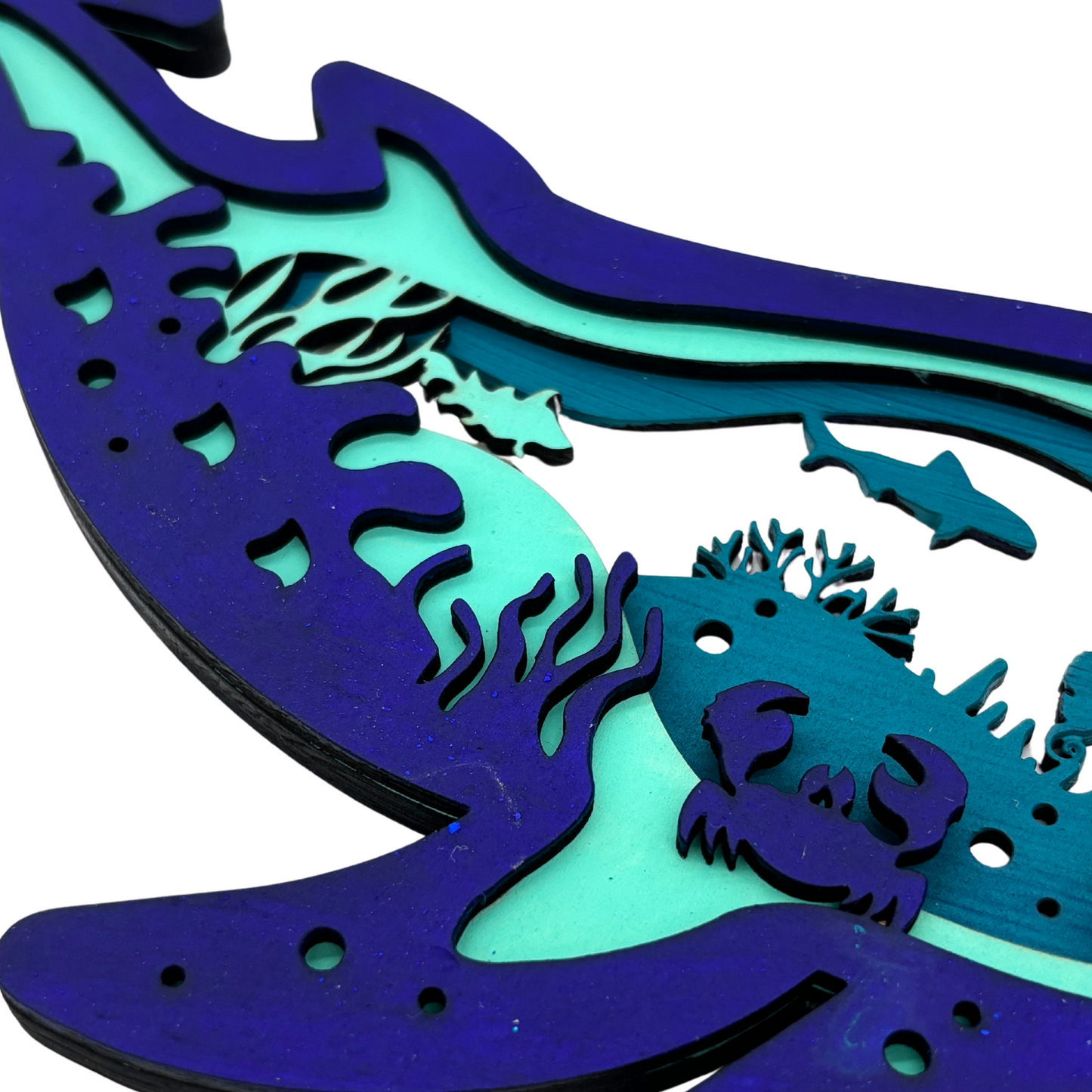 Layered Whale Ocean Scene – 3D Laser Cut Marine Wall Art
