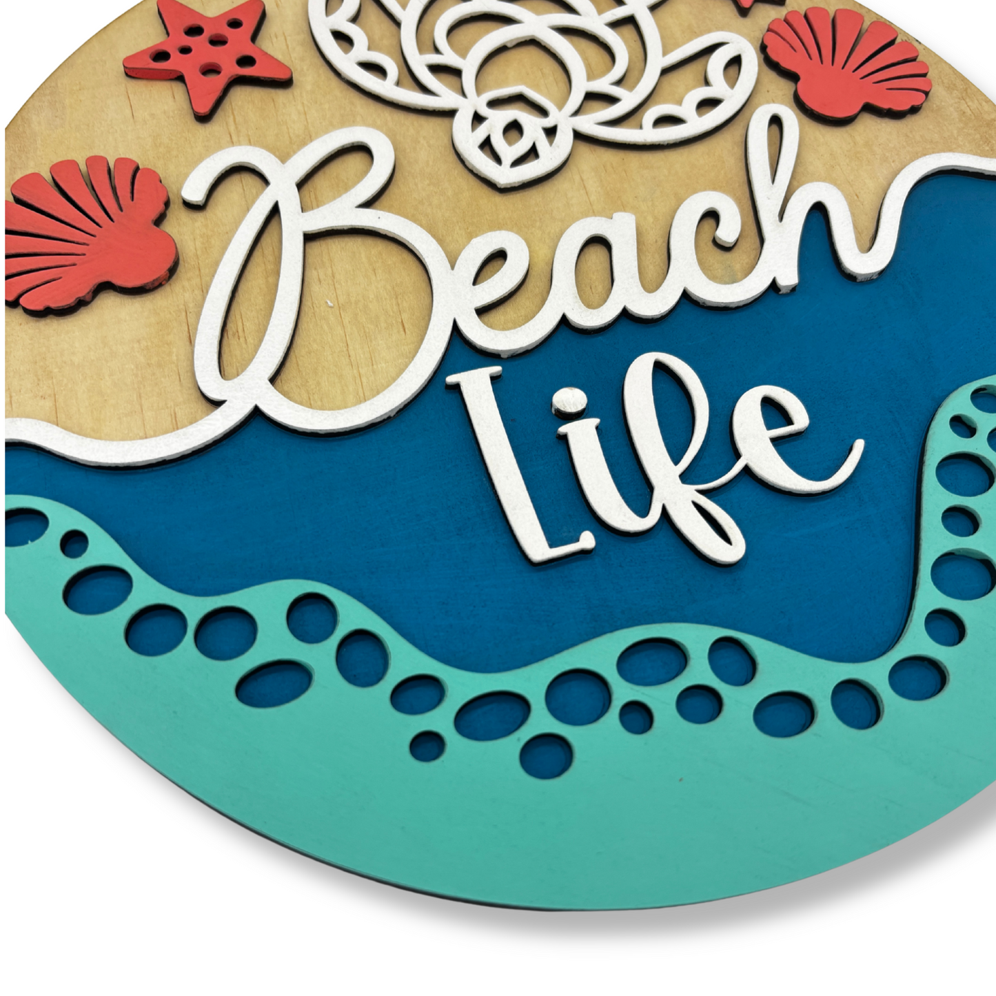 Beach Life Wooden Wall Art – Handcrafted & Hand-Painted