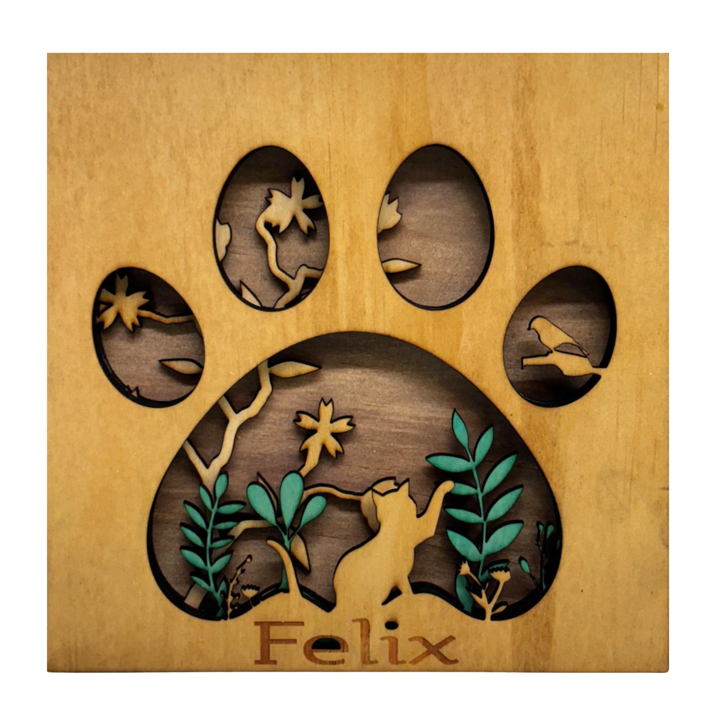 Multilayered Wooden Paw Print Shadow Box – "Customizable" Memorial Vibeartz