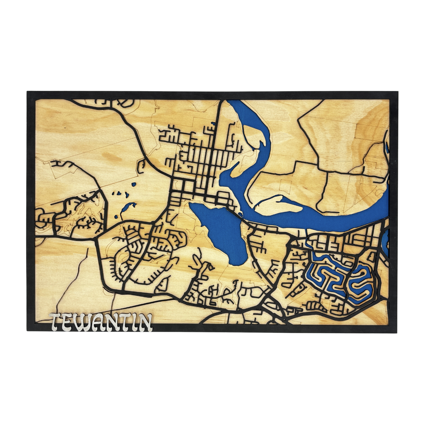 Tewantin Wooden Map Wall Art – Handcrafted 3D Layered Design