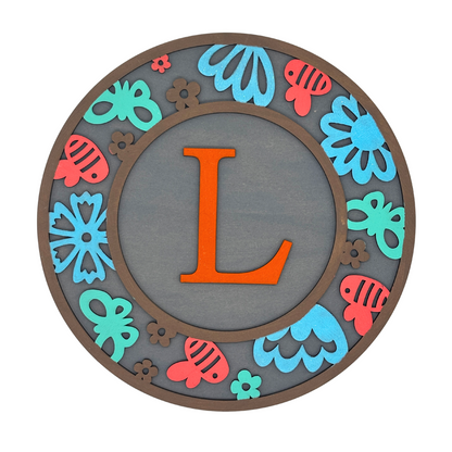 Kids Name Initial Sign – Bees and Flowers - Personalised