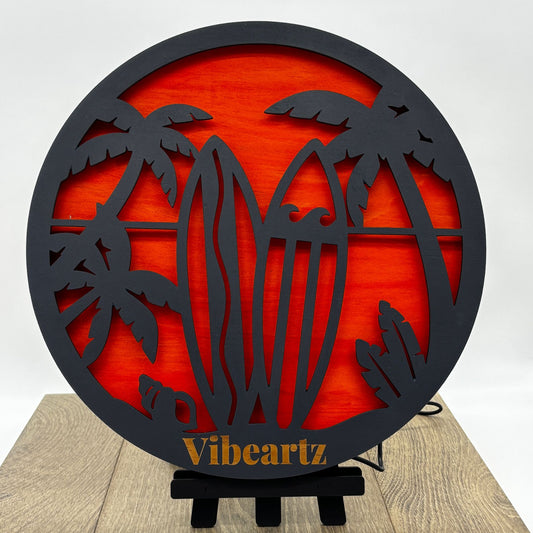Wooden LED Art Lamp – Coastal Vibes
