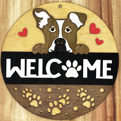Handcrafted Dog-Themed Welcome Sign – Multilayered Wooden Decor