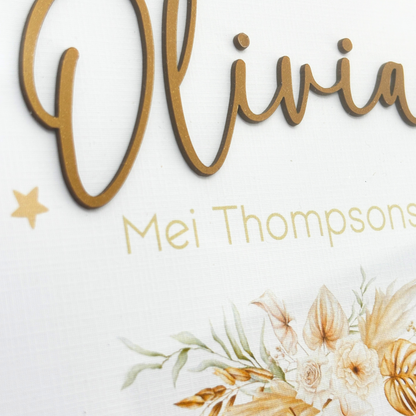 3D Personalised Birth Prints - Floral Theme