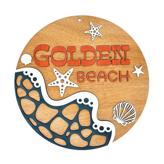 Golden Beach Coastal Wall Sign – Wooden Wall Art Decor
