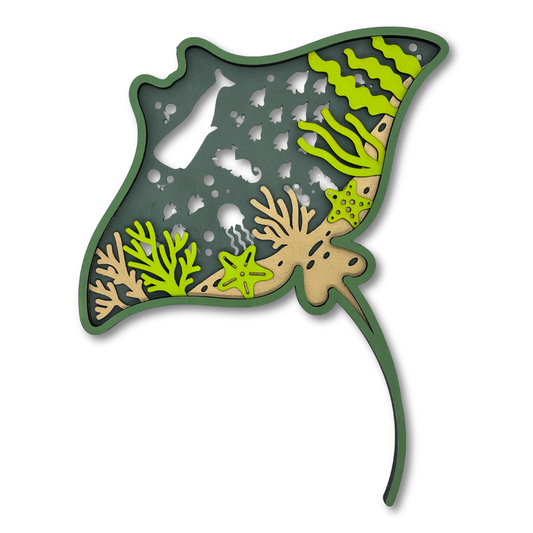 Manta Ray Shape  – Layered Wooden Wall Art