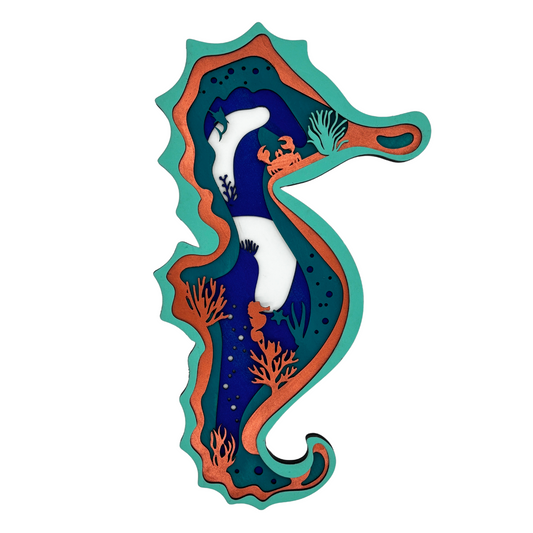Layered Seahorse Ocean Art – Laser Cut Wall Decor