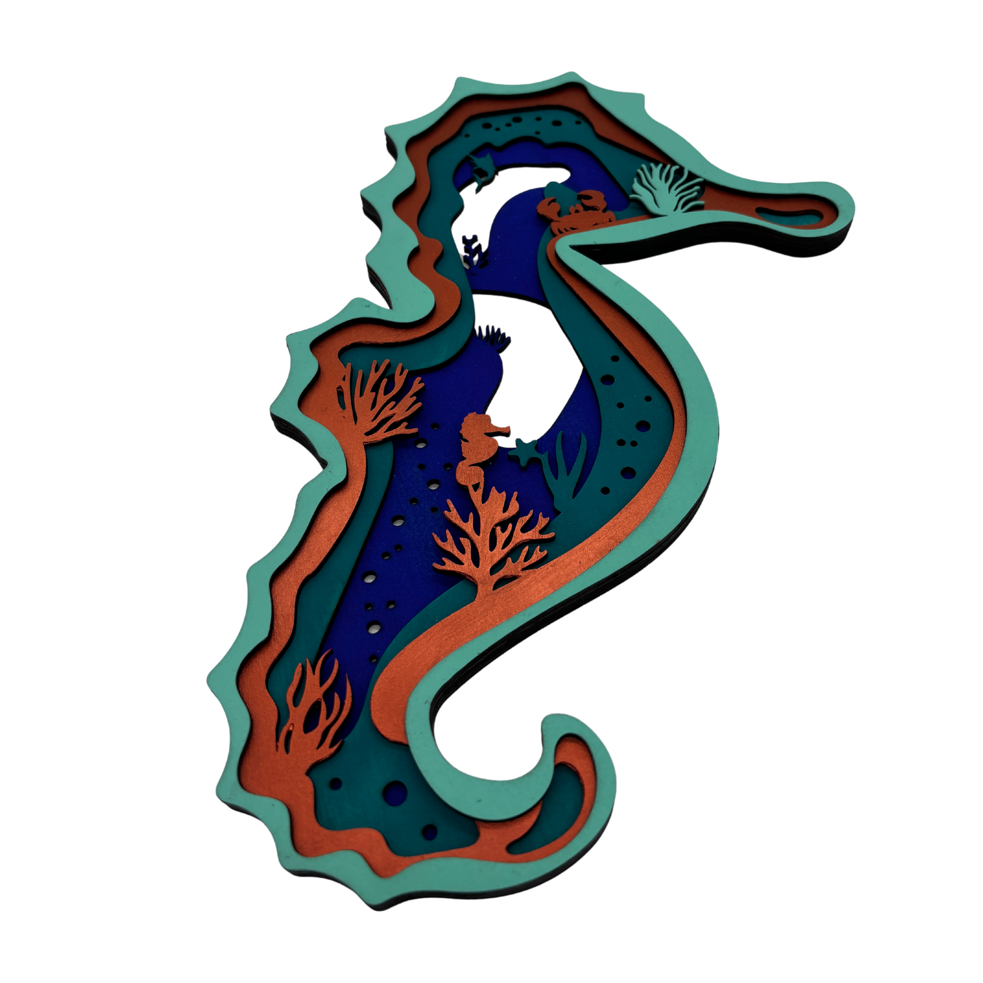 Layered Seahorse Ocean Art – Laser Cut Wall Decor