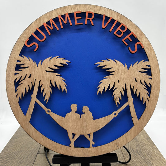 Wooden LED Art Lamp – Summer Vibes