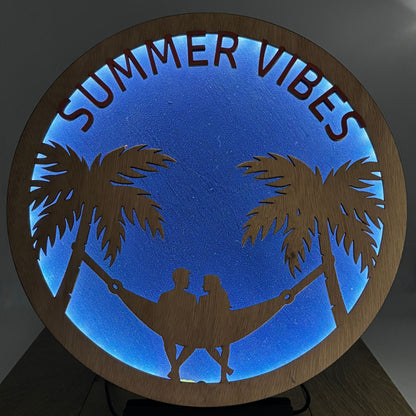 Wooden LED Art Lamp – Summer Vibes