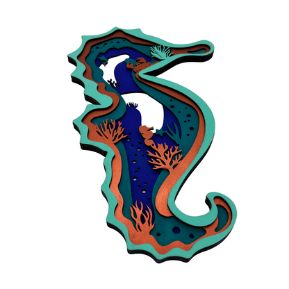 Layered Seahorse Ocean Art – Laser Cut Wall Decor
