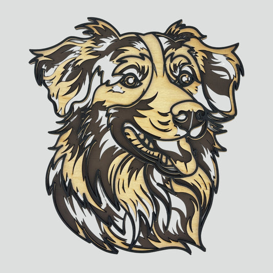 Wooden Dog Wall Art – Australian Shepherd Design