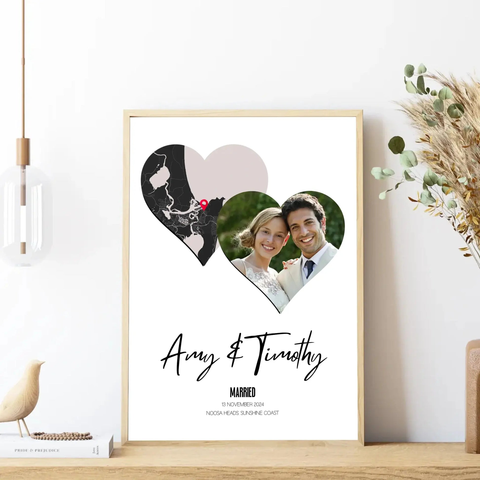 wedding map photo print