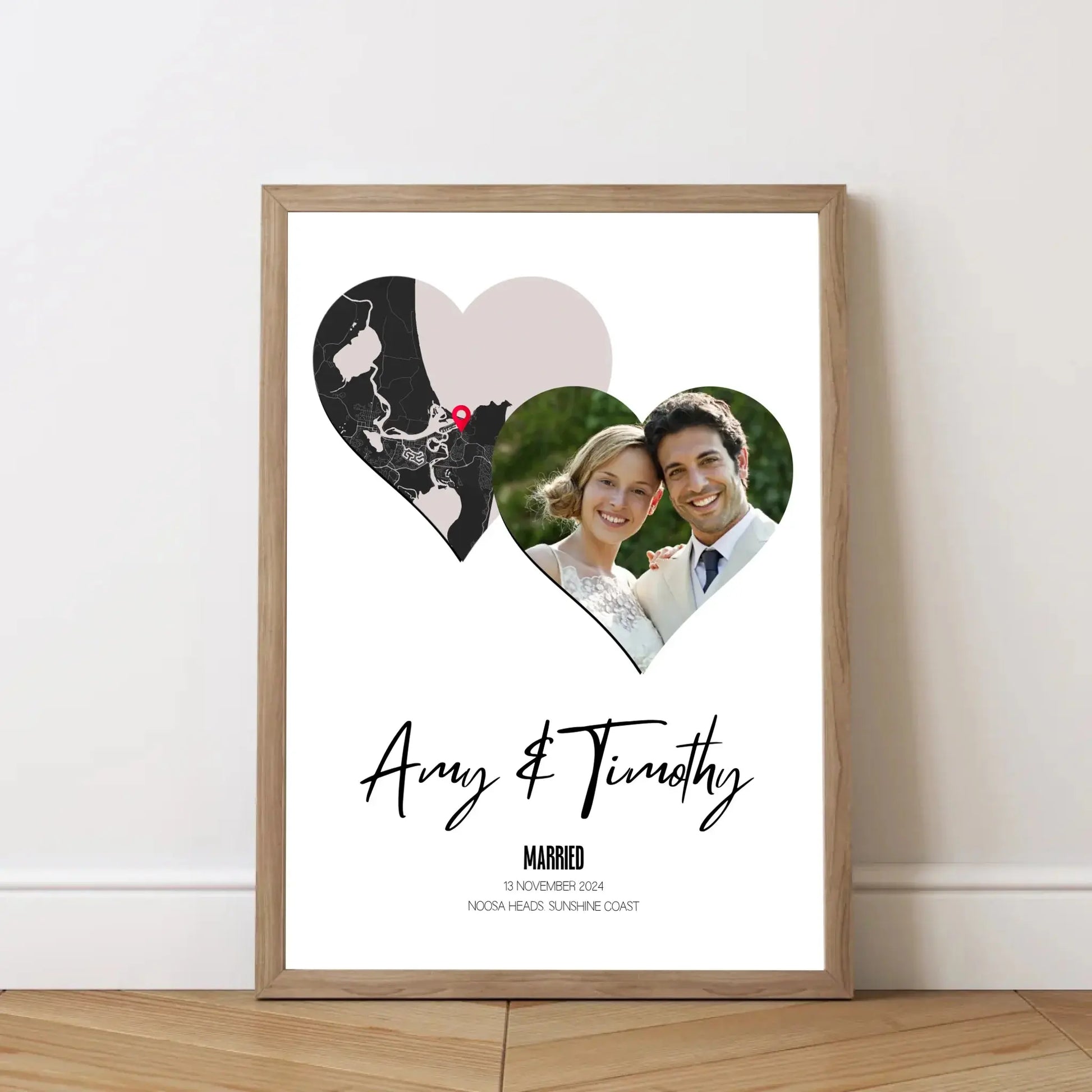 wedding map photo print
