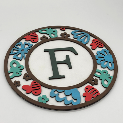 Kids Name Initial Sign – Bees and Flowers