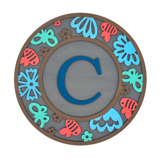 Kids Name Initial Sign – Bees and Flowers - Personalised